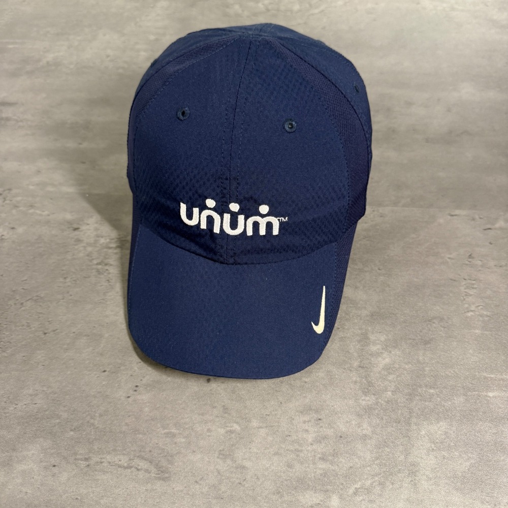 Nike‎ Golf Hat Men Navy Blue Unum Embroidered Mesh Adjustable Run Gym Tennis Cap